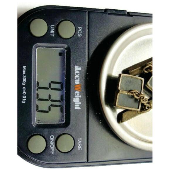 Square Chain Link Black Onyx Cufflinks Vintage Sterling Silver 925 Heavy Patina - Picture 6 of 8